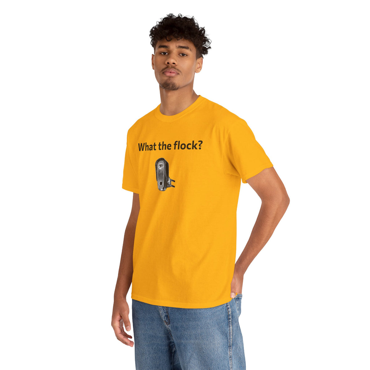 T-Shirt — What the flock? Funny Sheep/Shears Graphic Tee