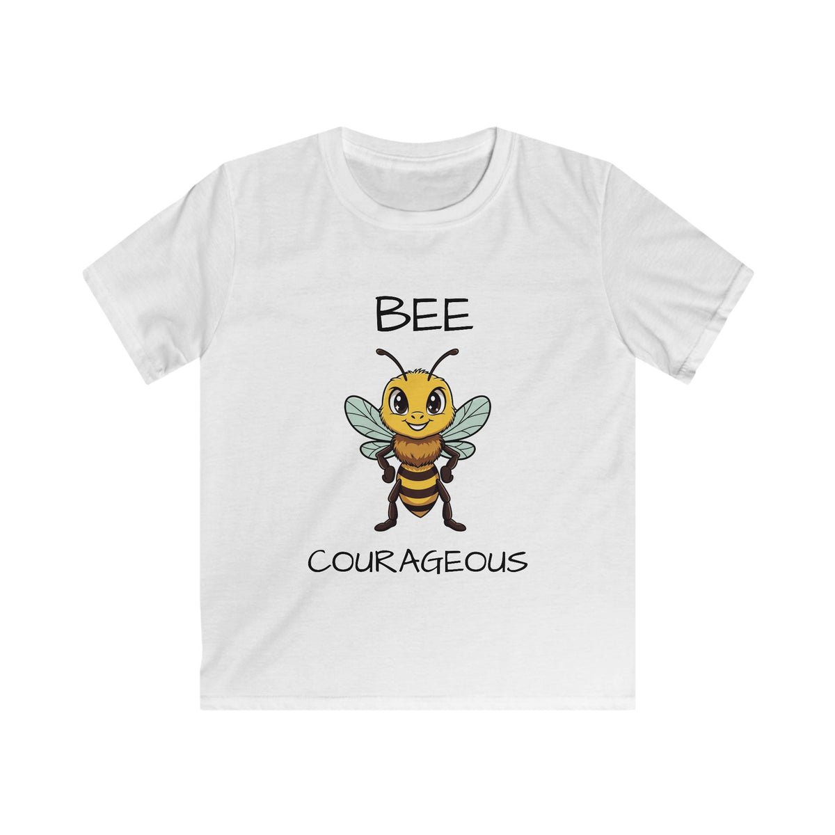 Kids Tee — "Bee Courageous" Cute Cartoon Bee Motivational Shirt