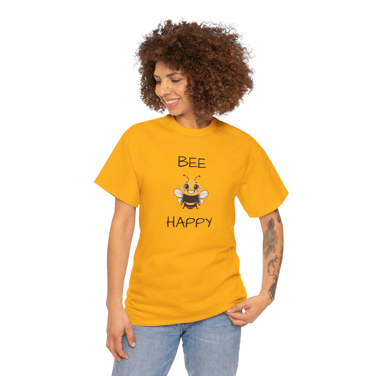 Bee Happy T‑Shirt — Cute Smiling Bee Graphic Tee