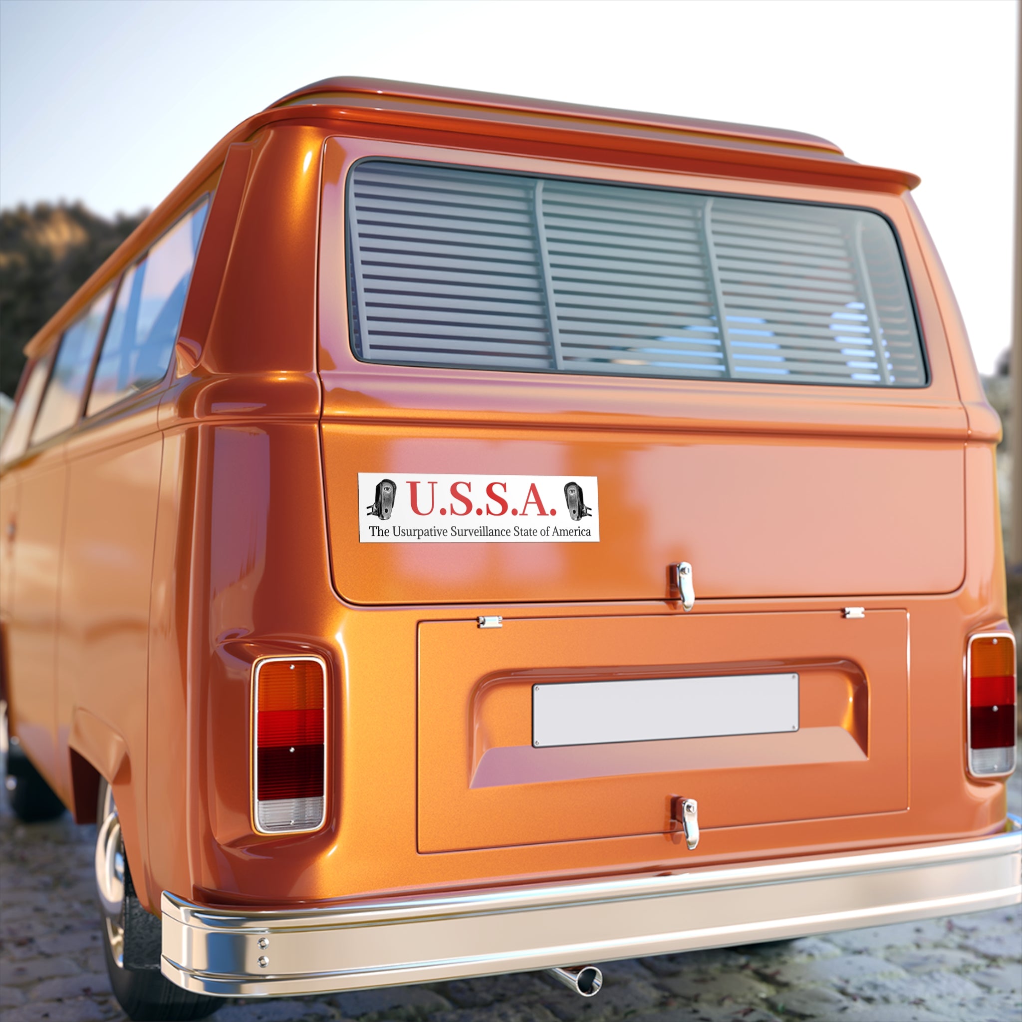 Bumper Sticker — U.S.S.A. "The Usurpative Surveillance State of America" Political Protest Sticker