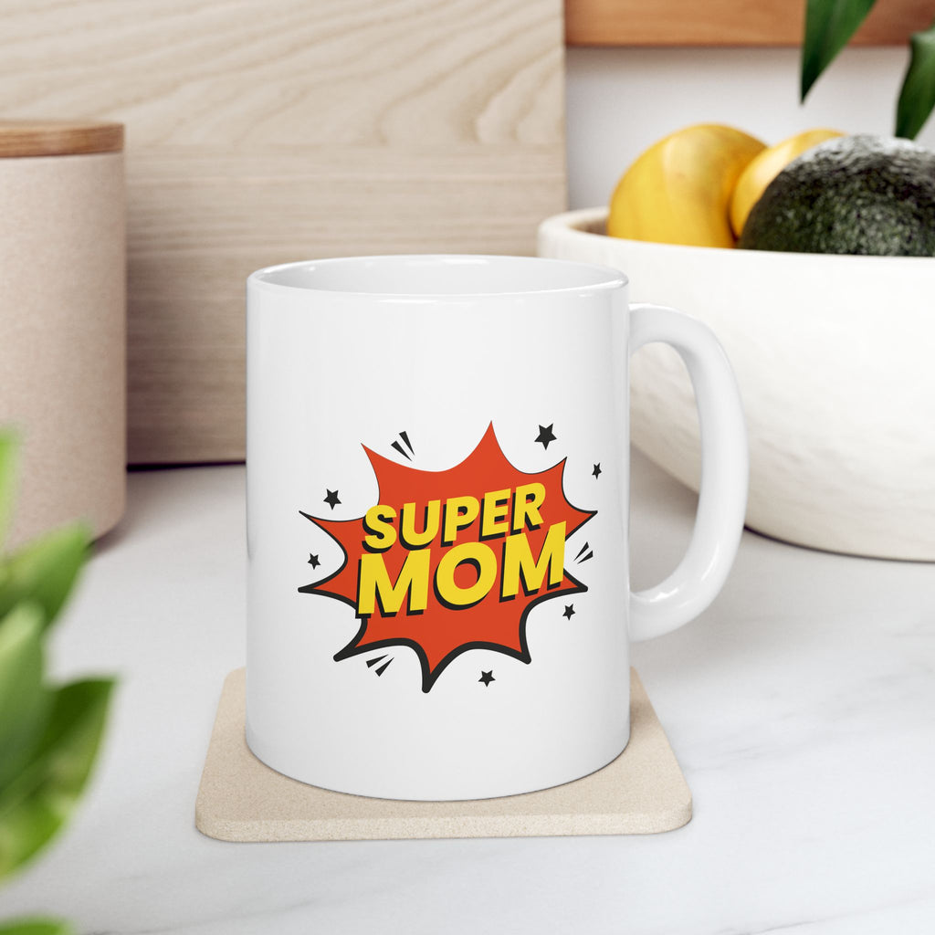 Comic Pop Art "Super Mom" Ceramic Mug – 11oz & 15oz