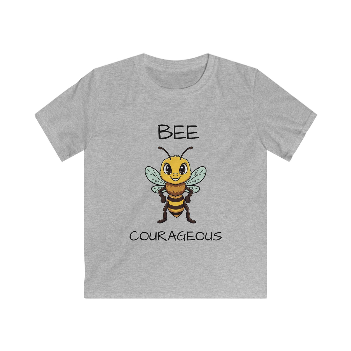 Kids Tee — "Bee Courageous" Cute Cartoon Bee Motivational Shirt