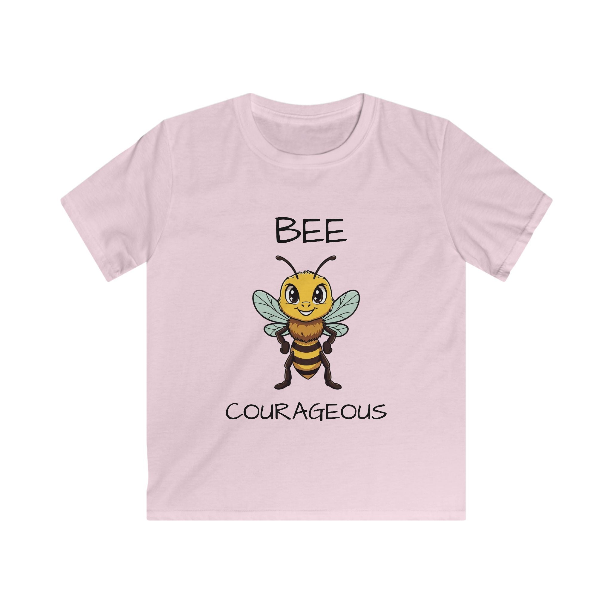 Kids Tee — "Bee Courageous" Cute Cartoon Bee Motivational Shirt