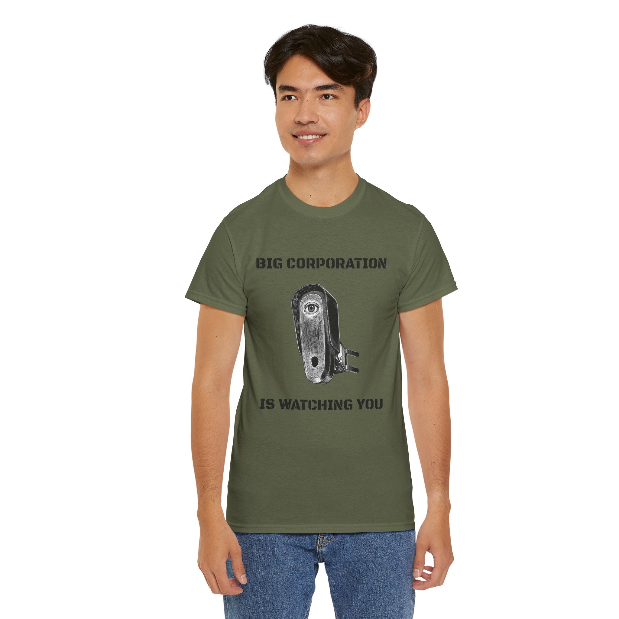 Surveillance Camera Tee — “Big Corporation is Watching You” Graphic T-Shirt