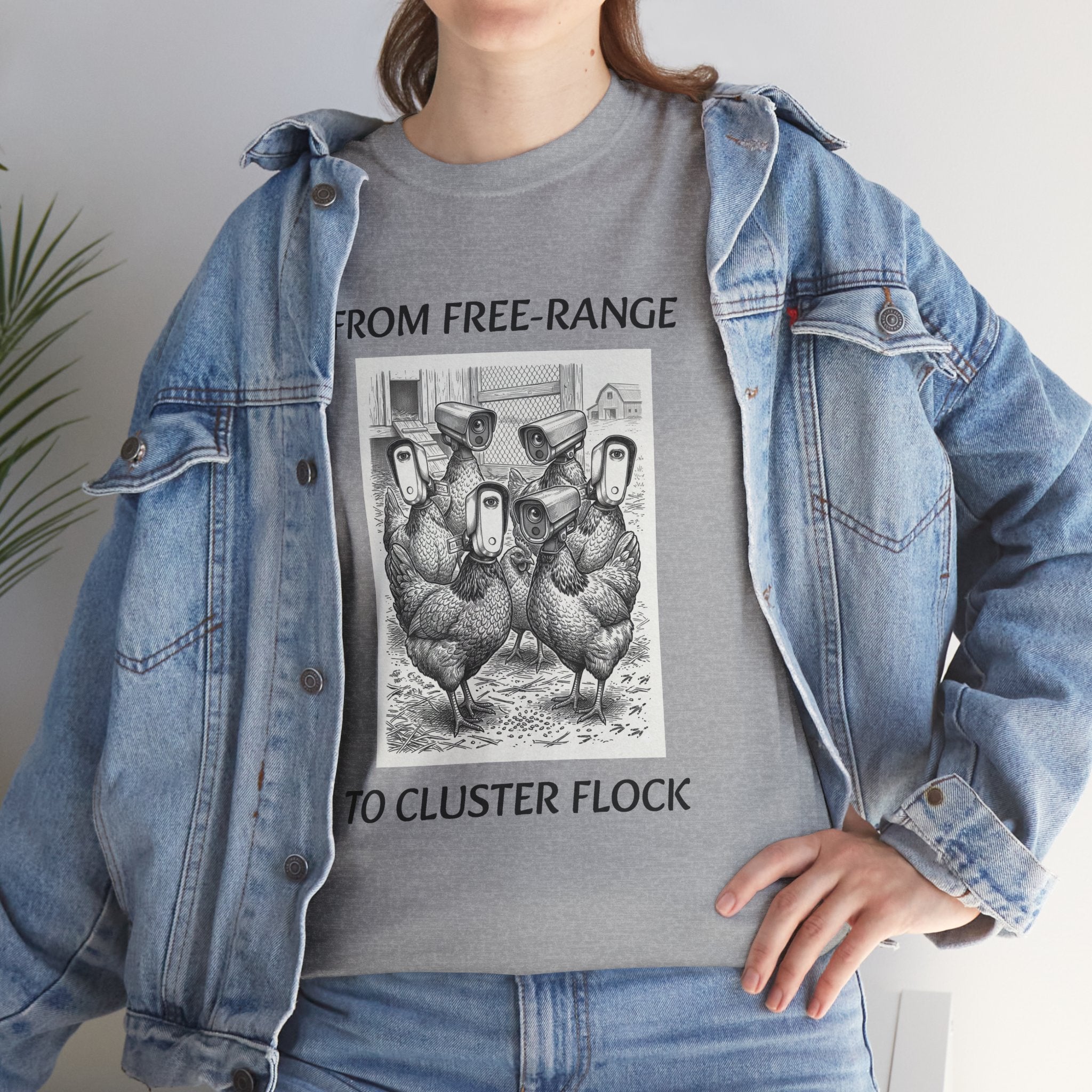 Chicken Humor T-Shirt - "From Free-Range to Cluster Flock" Vintage Farm Graphic Tee
