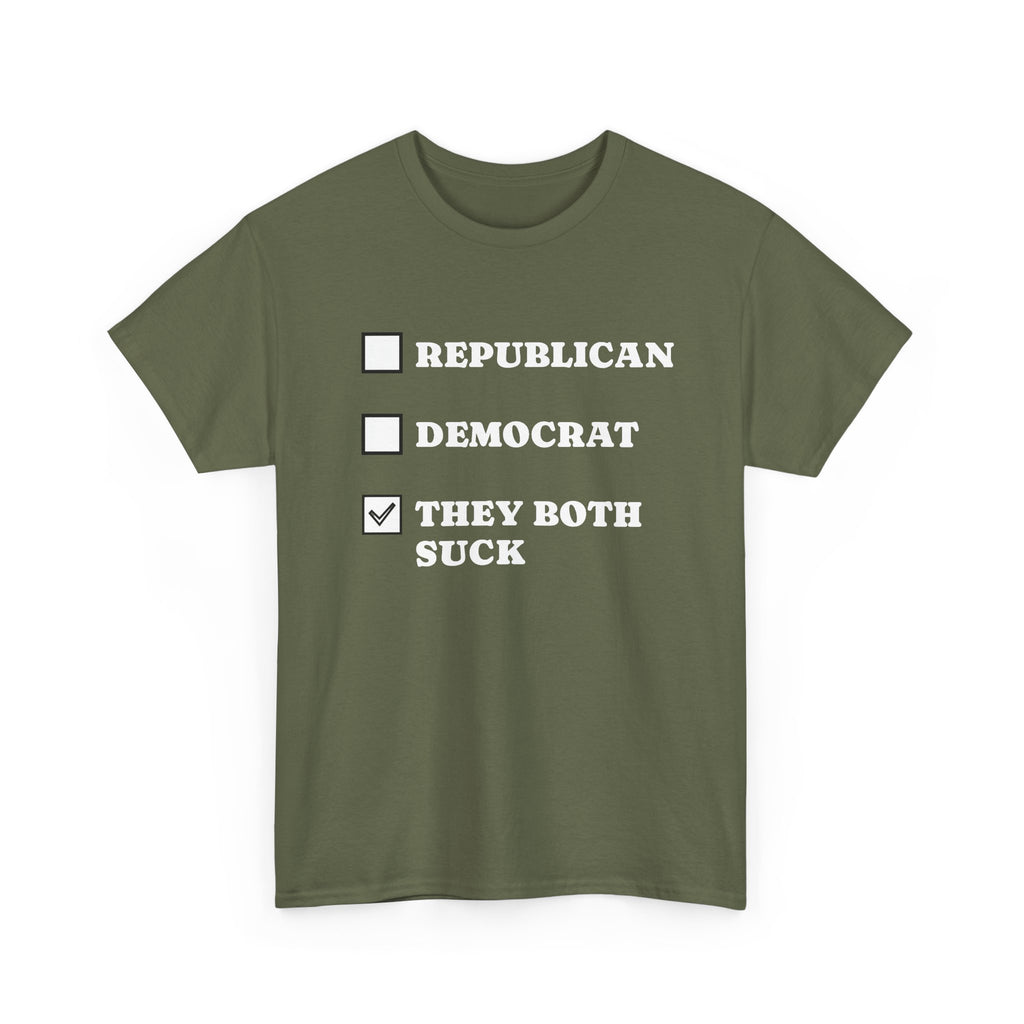 They Both Suck T‑Shirt — Political Satire Tee (Republican / Democrat Checkbox Design)