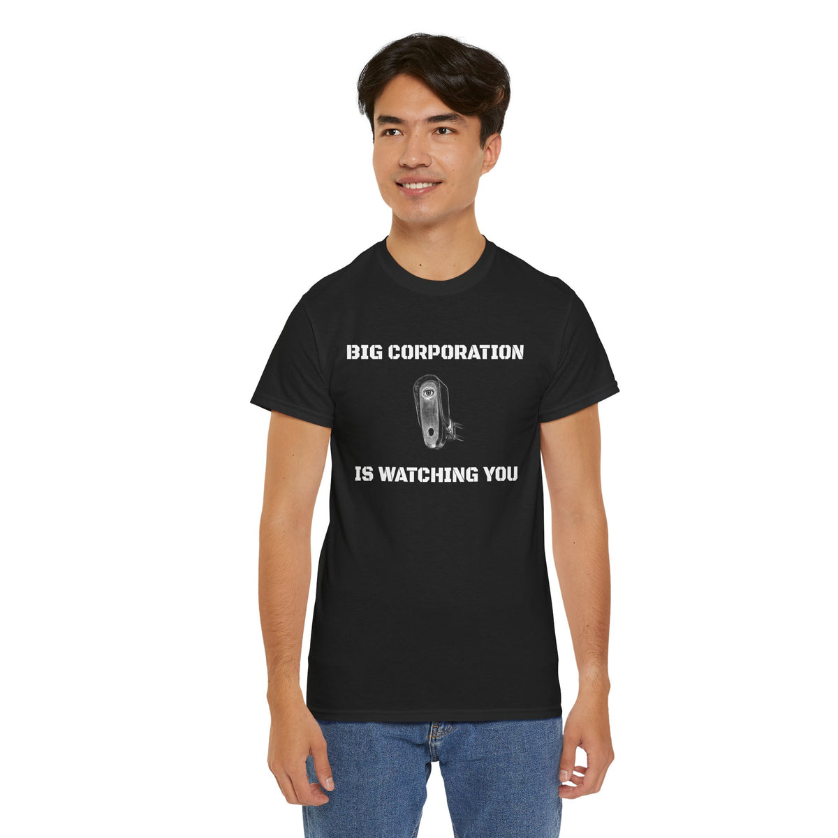 Surveillance Camera Tee — “Big Corporation is Watching You” Graphic T-Shirt