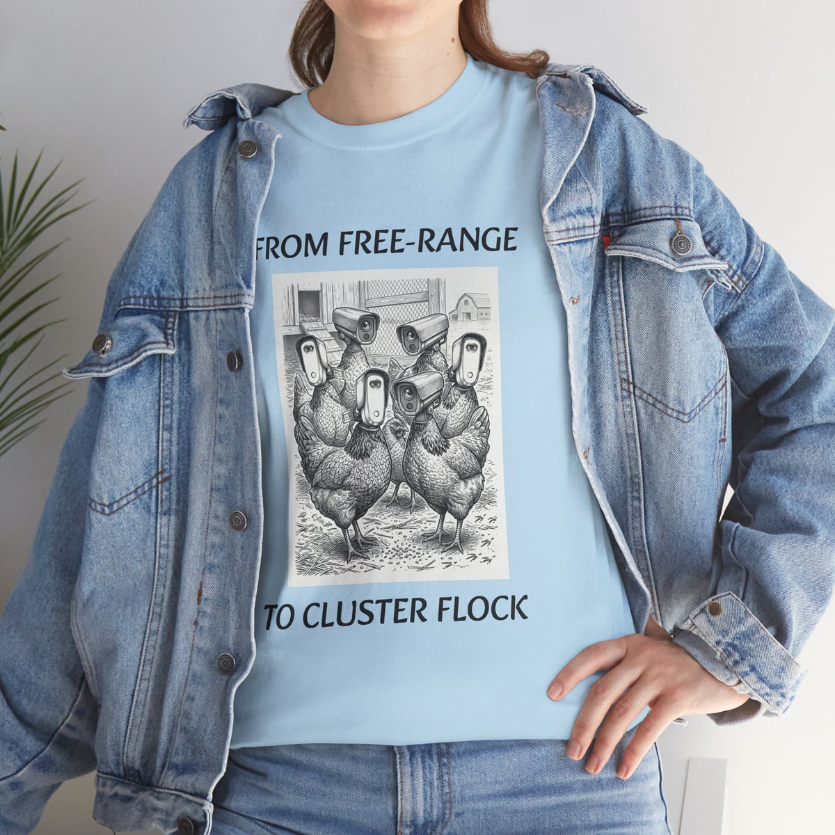 Chicken Humor T-Shirt - "From Free-Range to Cluster Flock" Vintage Farm Graphic Tee