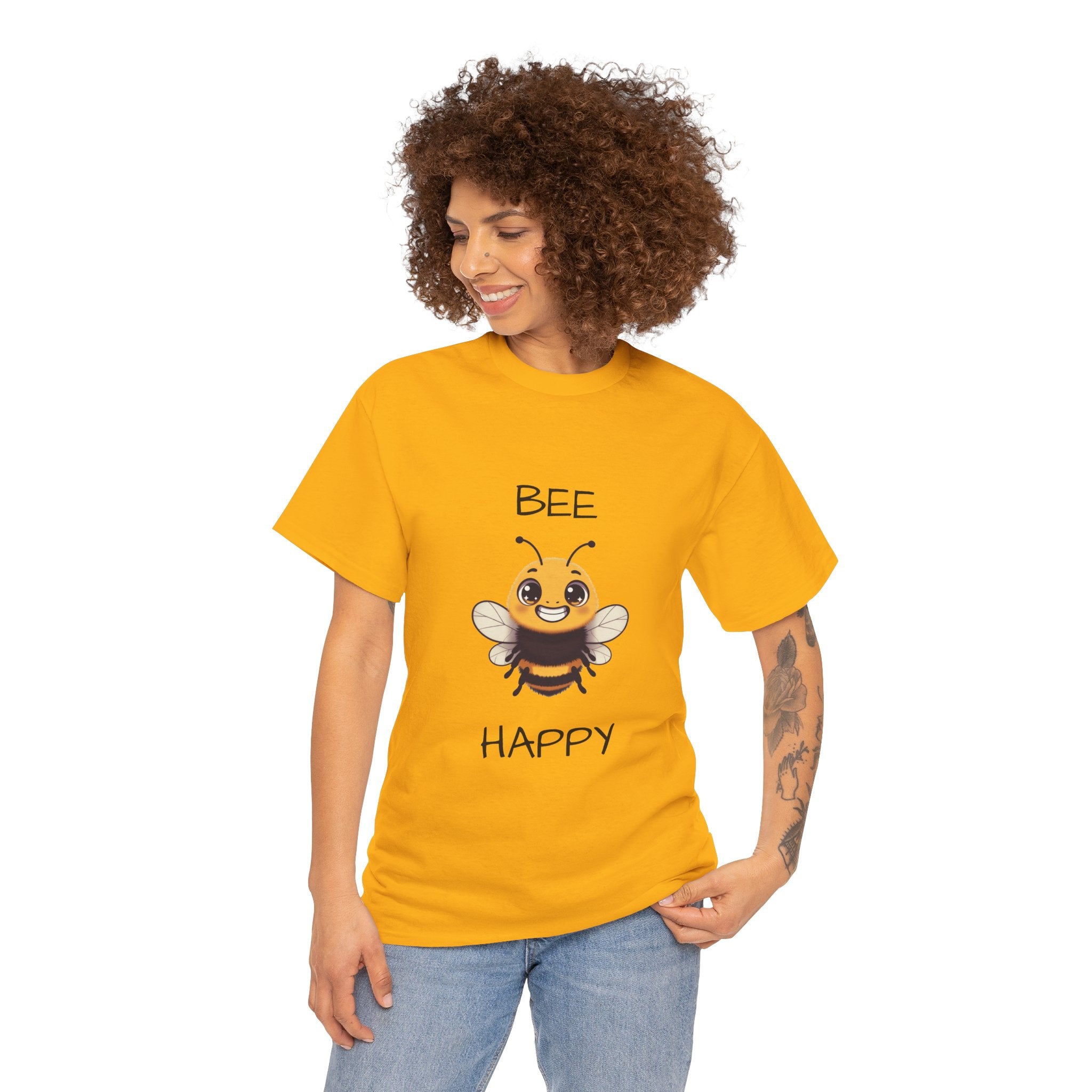 Bee Happy T‑Shirt — Cute Smiling Bee Graphic Tee