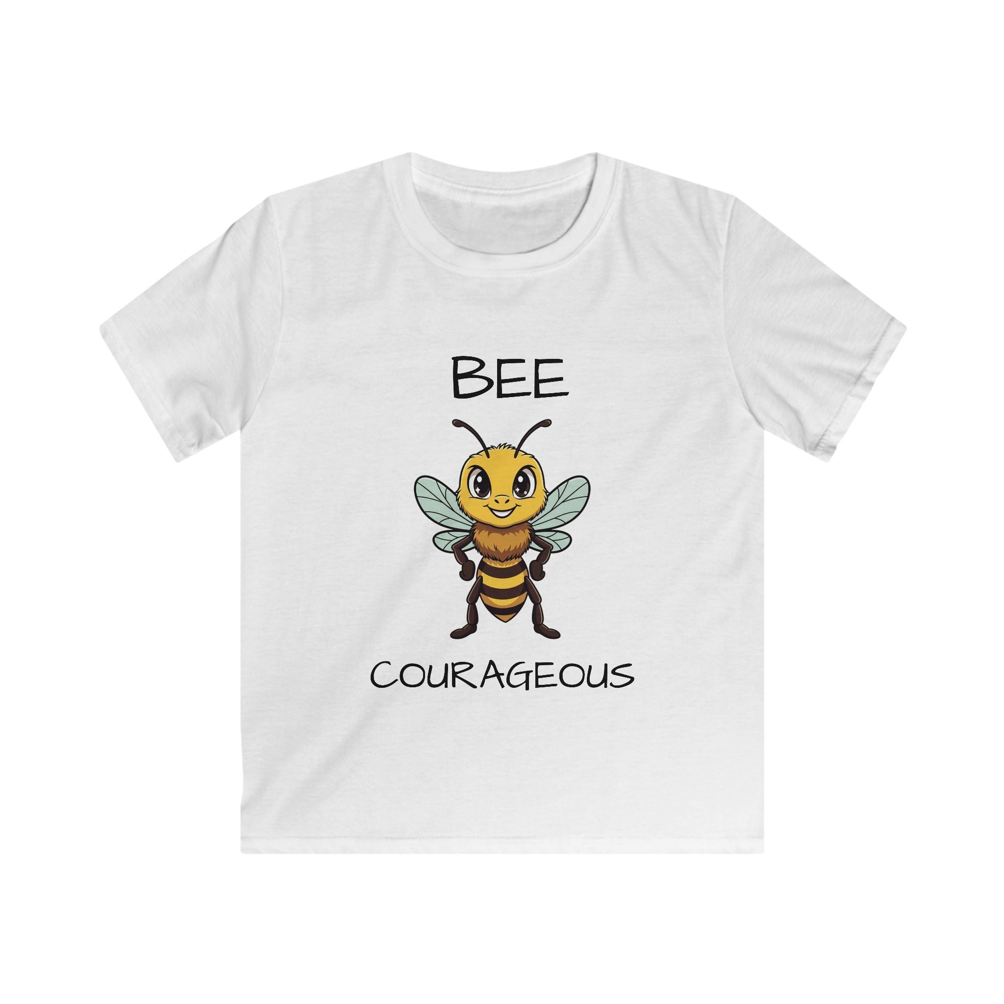 Kids Tee — "Bee Courageous" Cute Cartoon Bee Motivational Shirt