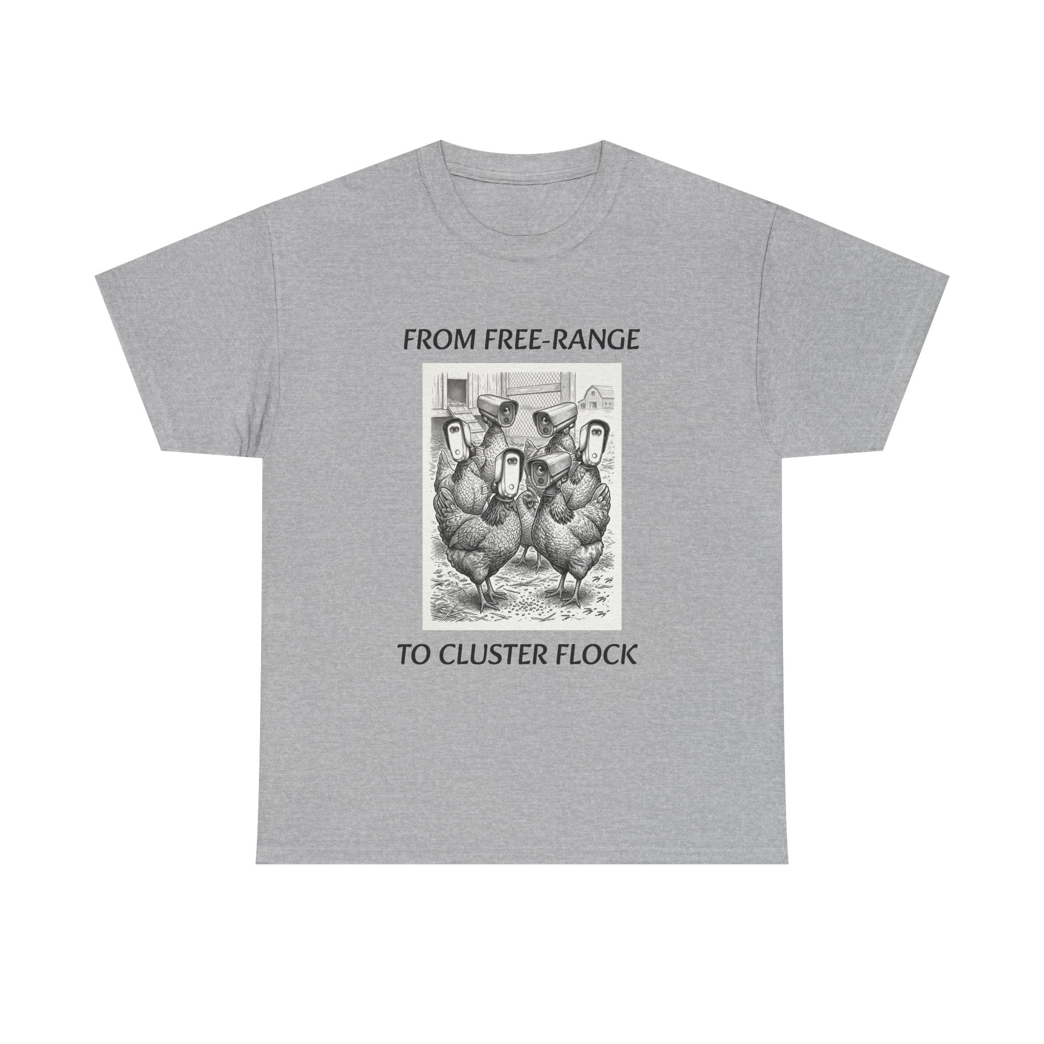 Chicken Humor T-Shirt - "From Free-Range to Cluster Flock" Vintage Farm Graphic Tee