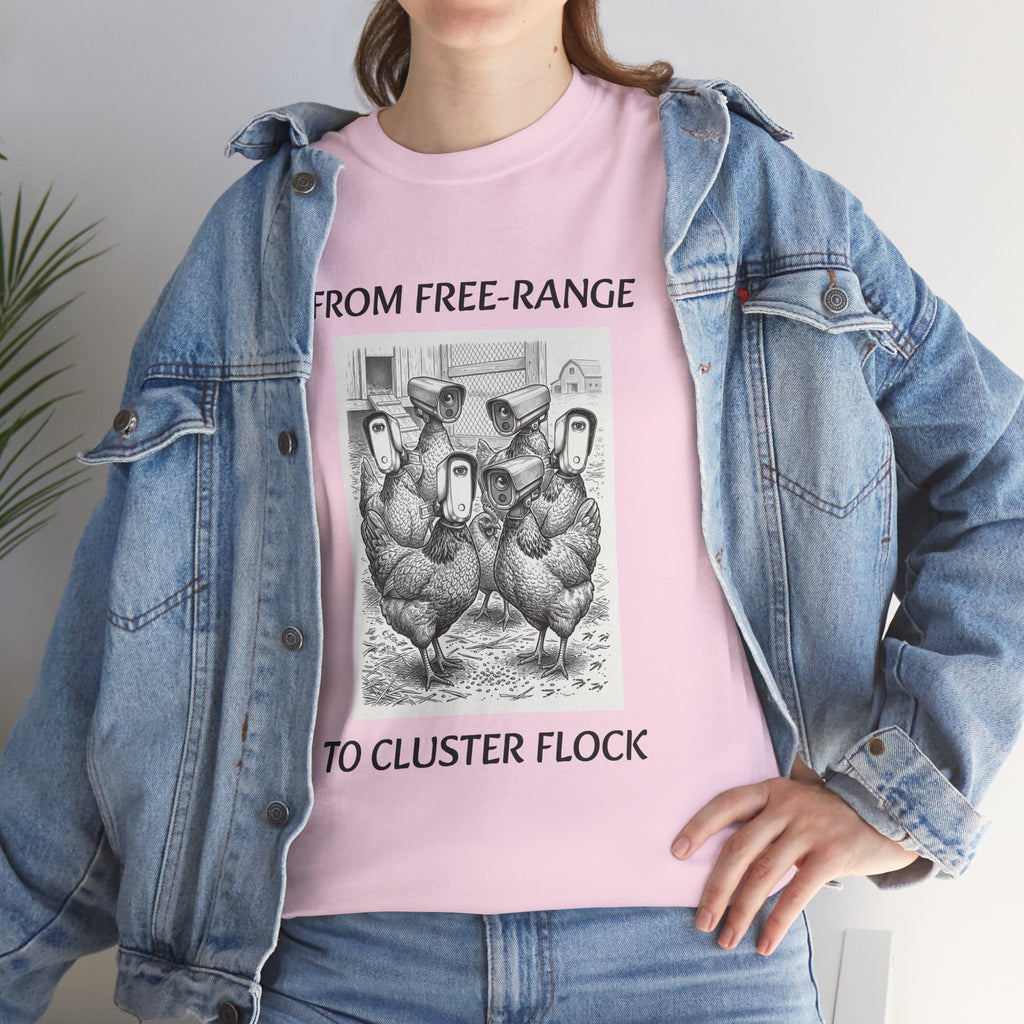 Chicken Humor T-Shirt - "From Free-Range to Cluster Flock" Vintage Farm Graphic Tee