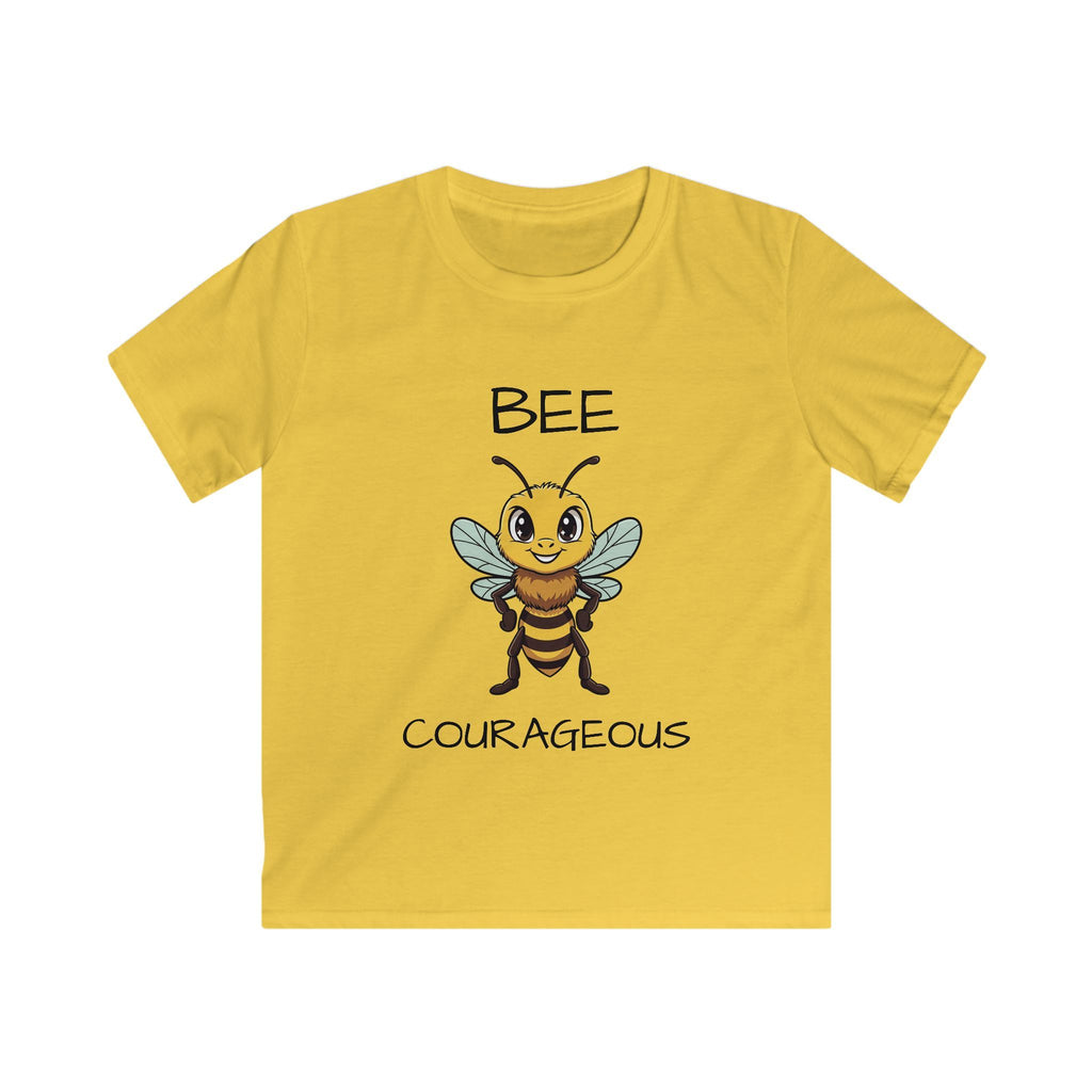 Kids Tee — "Bee Courageous" Cute Cartoon Bee Motivational Shirt