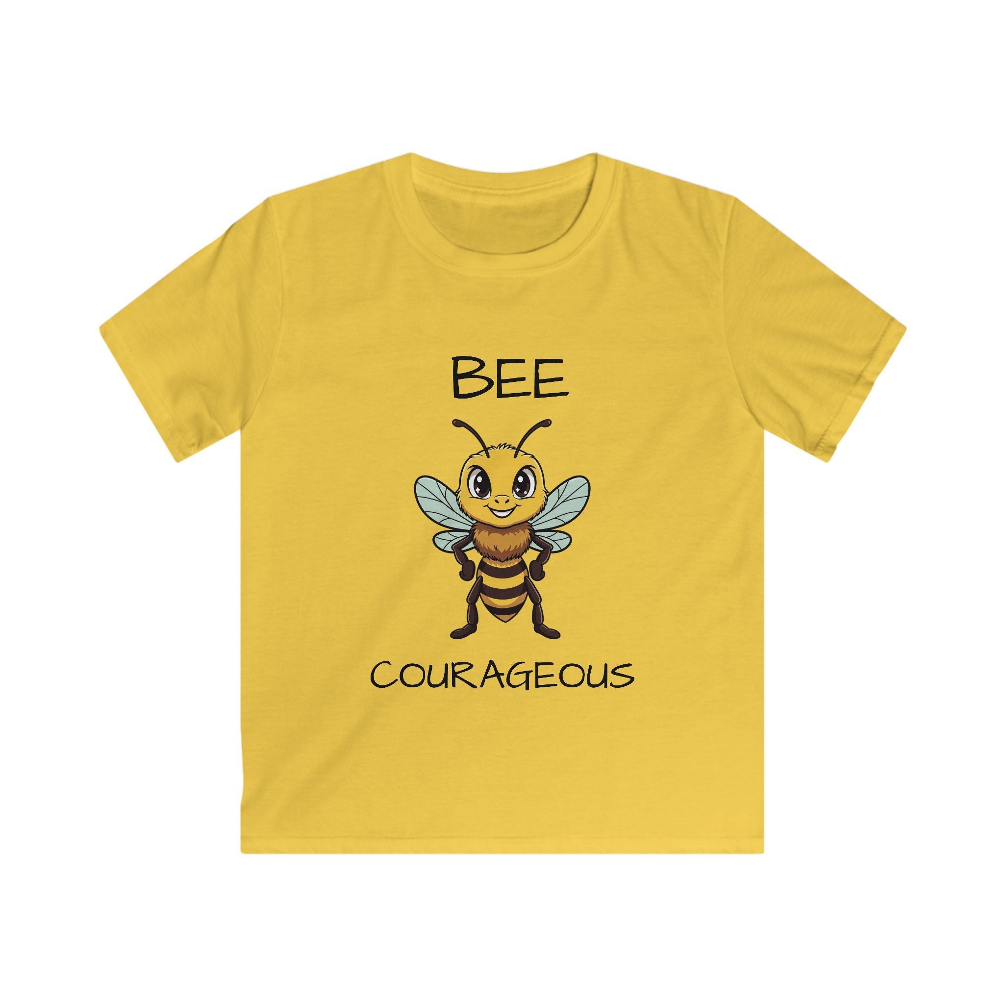Kids Tee — "Bee Courageous" Cute Cartoon Bee Motivational Shirt