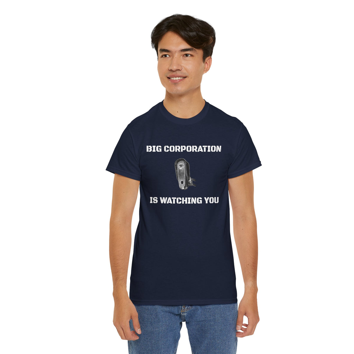 Surveillance Camera Tee — “Big Corporation is Watching You” Graphic T-Shirt