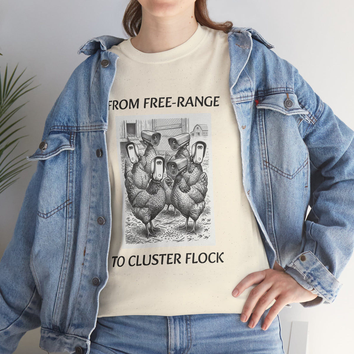 Chicken Humor T-Shirt - "From Free-Range to Cluster Flock" Vintage Farm Graphic Tee