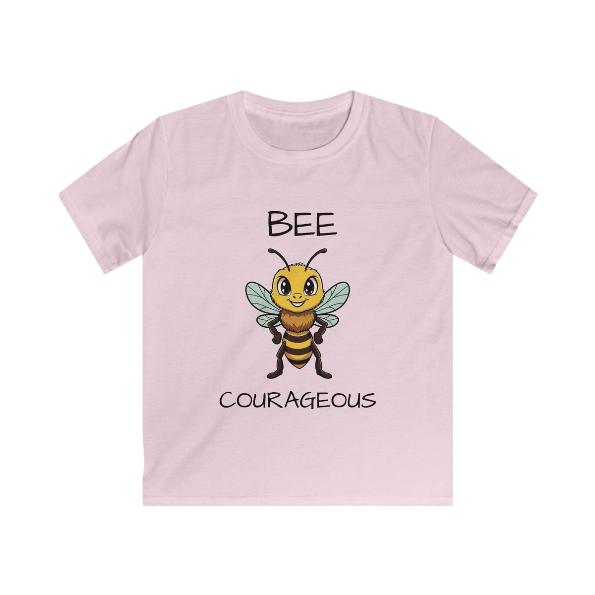 Kids Tee — "Bee Courageous" Cute Cartoon Bee Motivational Shirt