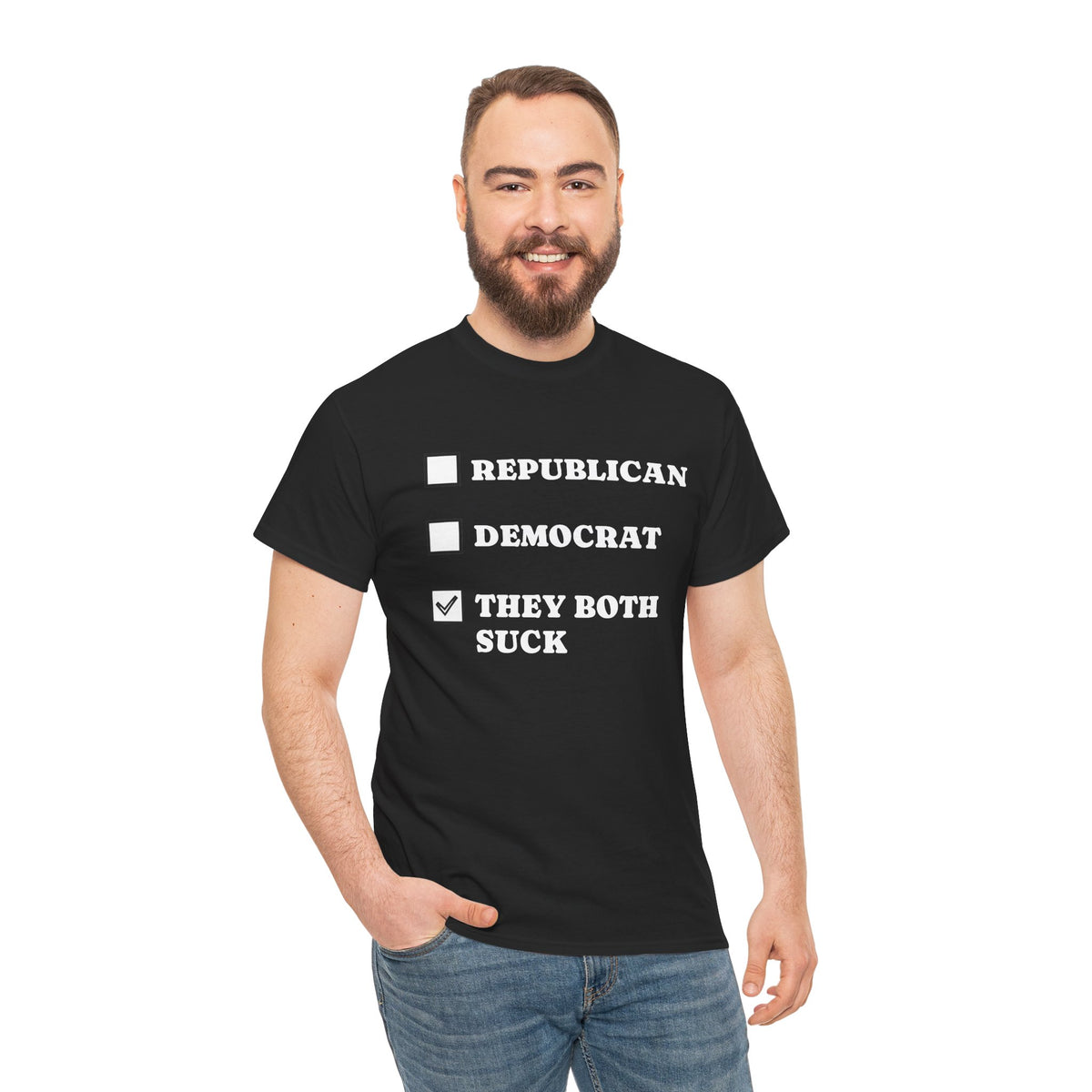 They Both Suck T‑Shirt — Political Satire Tee (Republican / Democrat Checkbox Design)