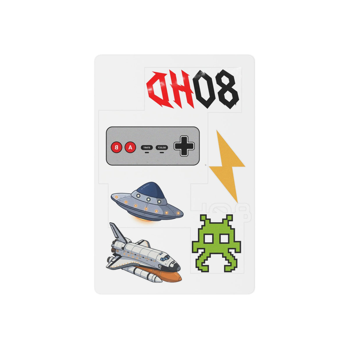 Retro Theme Temporary Tattoos — Controller, Alien, UFO, Shuttle, 80HD