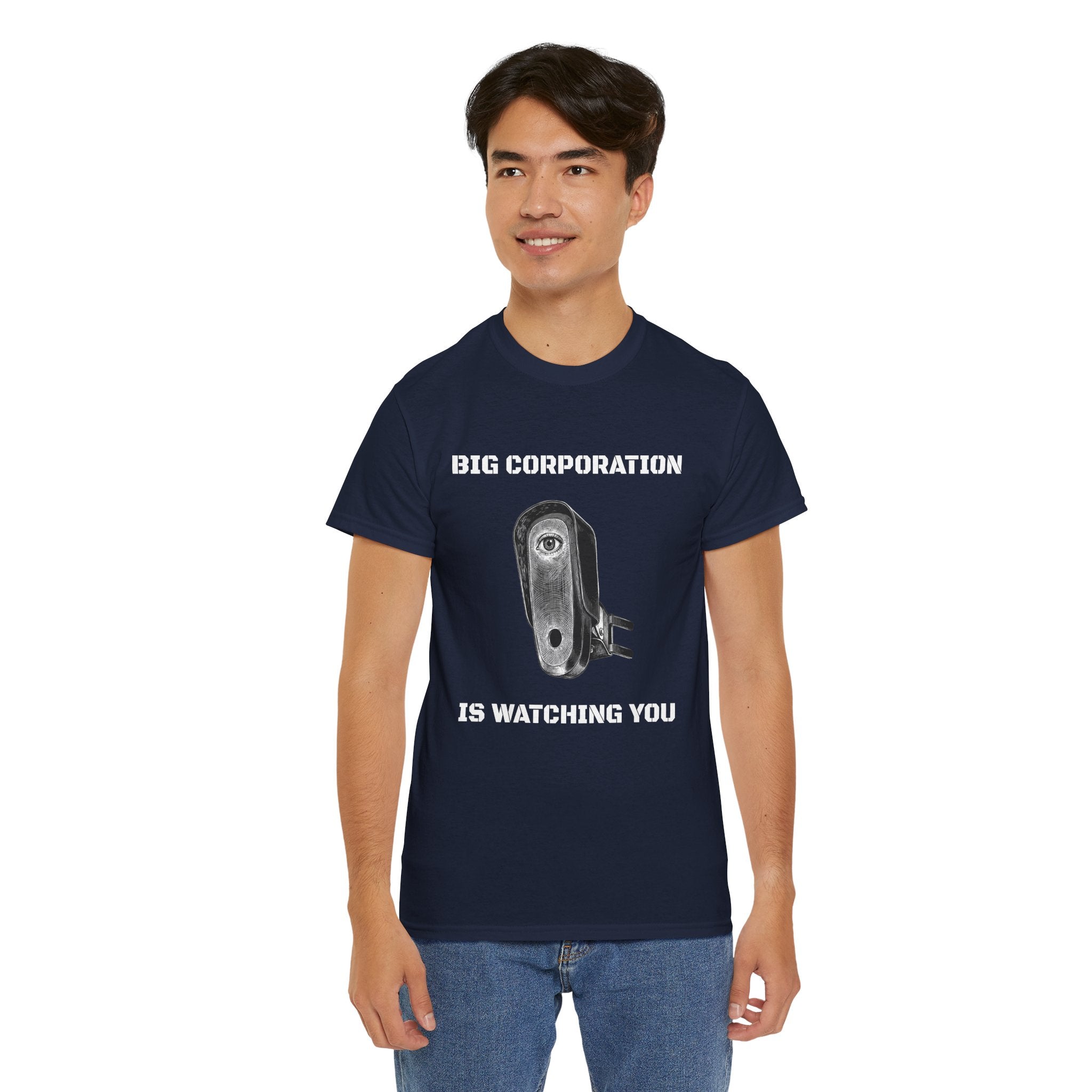 Surveillance Camera Tee — “Big Corporation is Watching You” Graphic T-Shirt