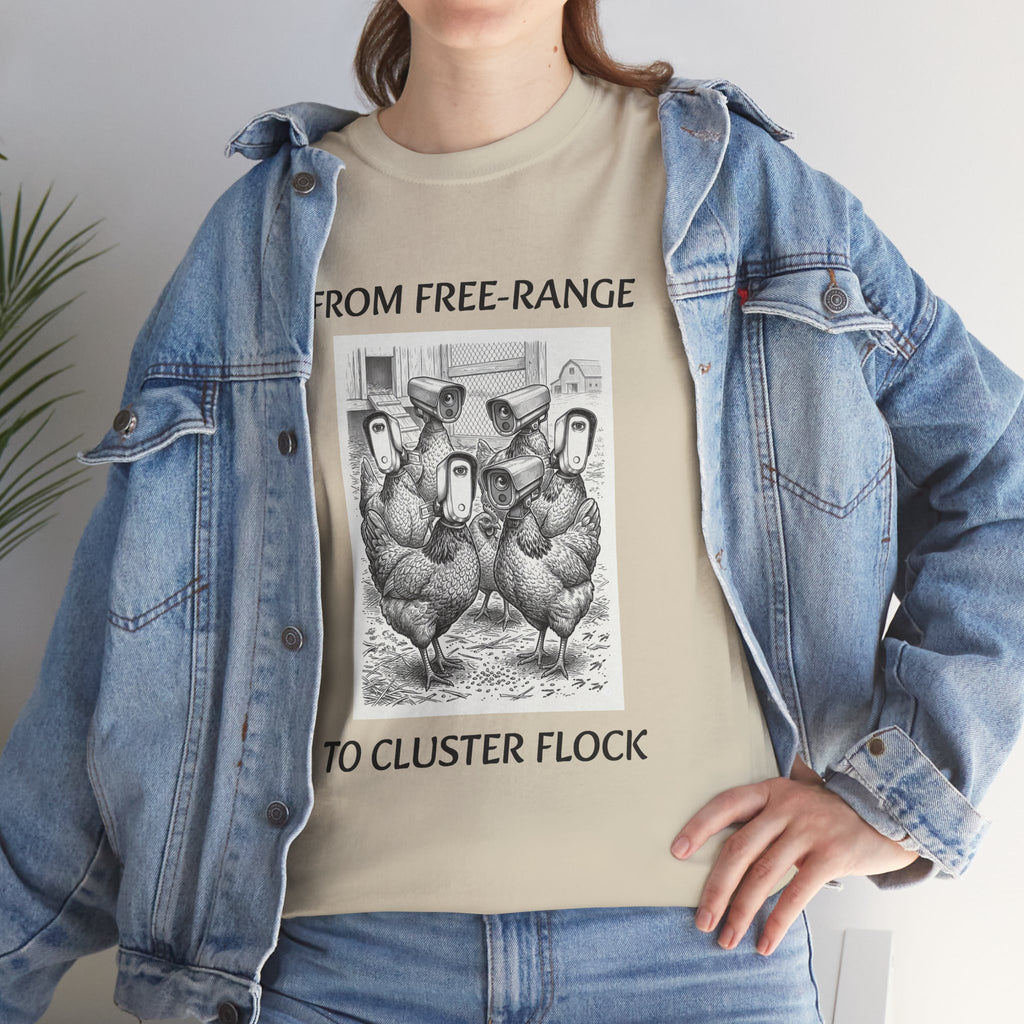 Chicken Humor T-Shirt - "From Free-Range to Cluster Flock" Vintage Farm Graphic Tee