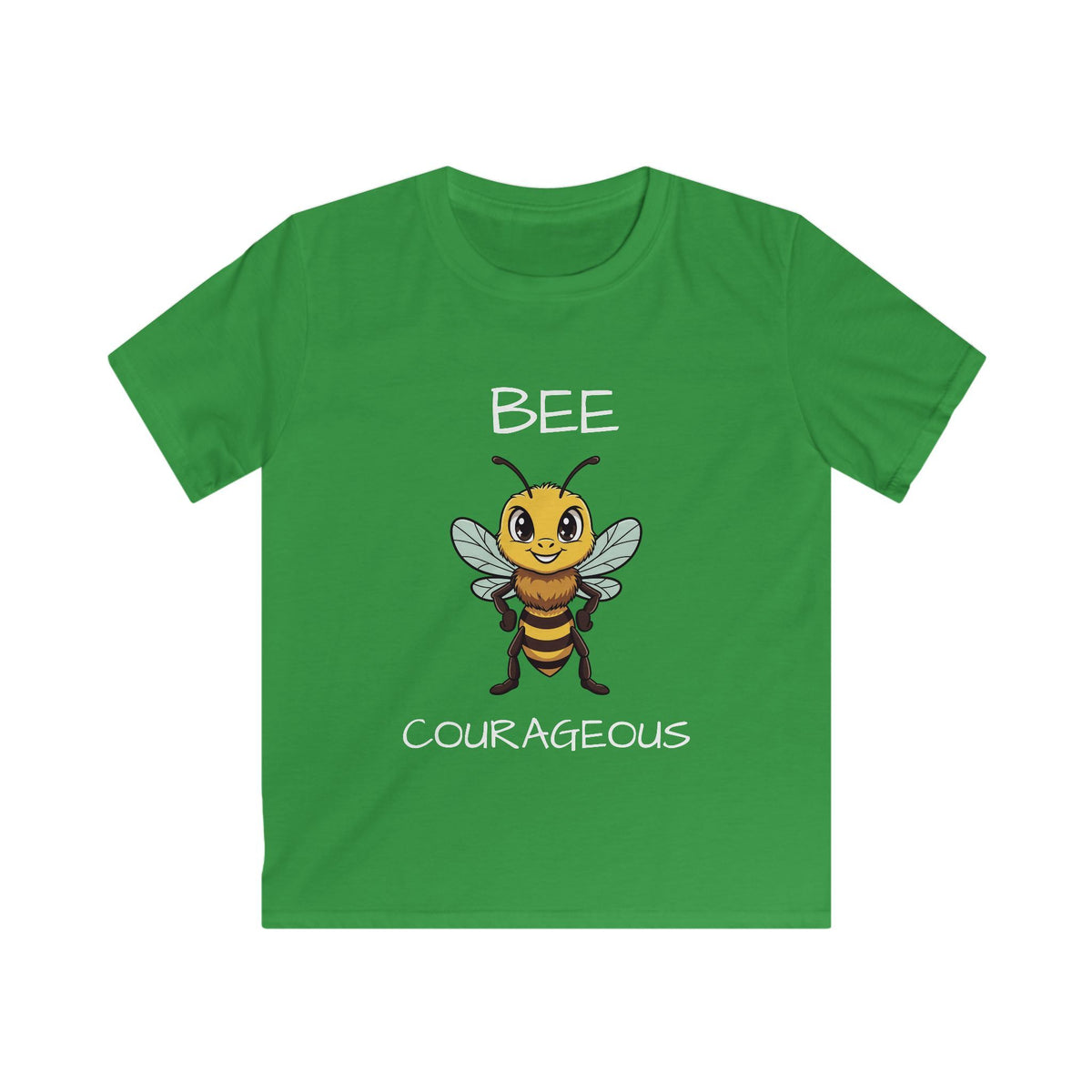 Kids Tee — "Bee Courageous" Cute Cartoon Bee Motivational Shirt
