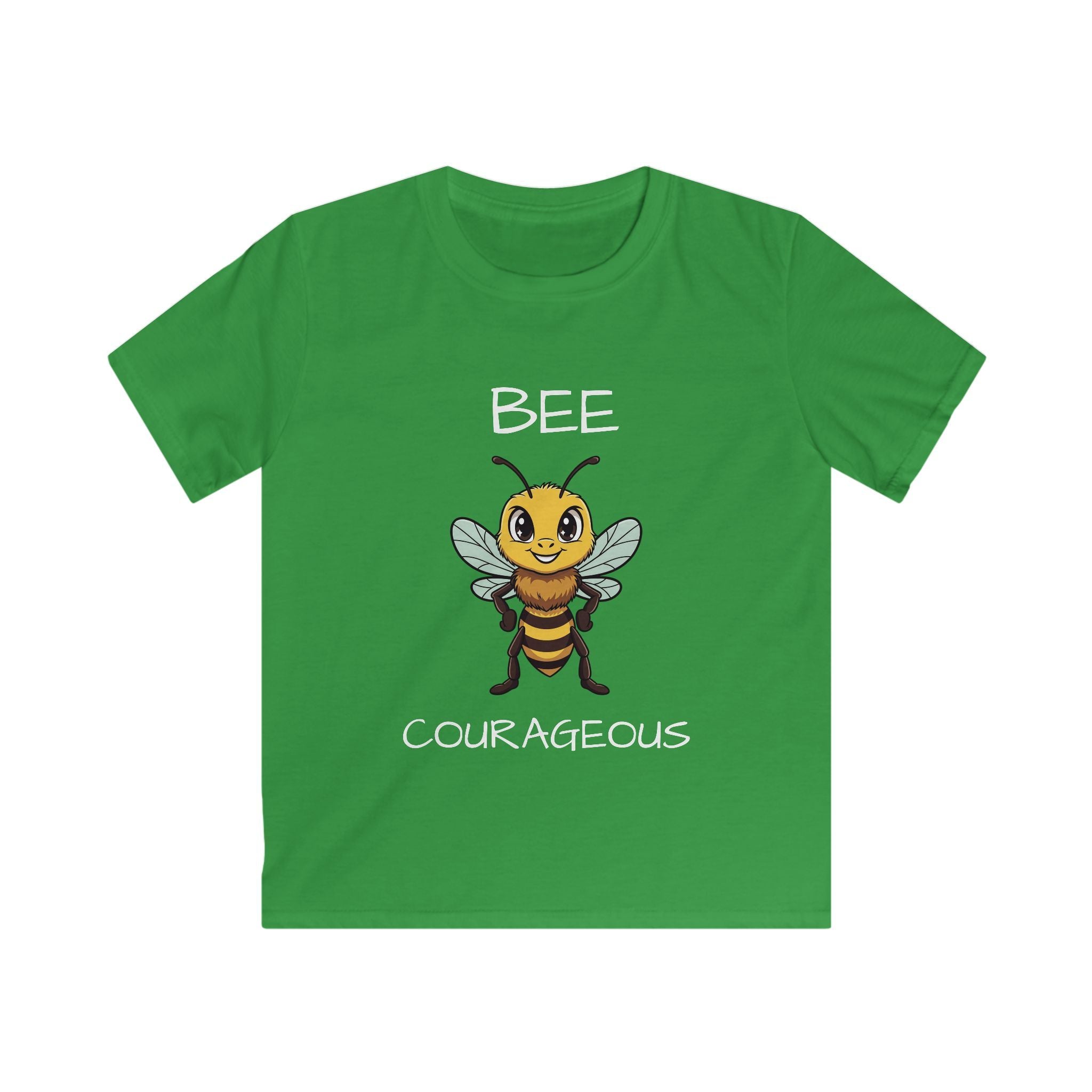 Kids Tee — "Bee Courageous" Cute Cartoon Bee Motivational Shirt
