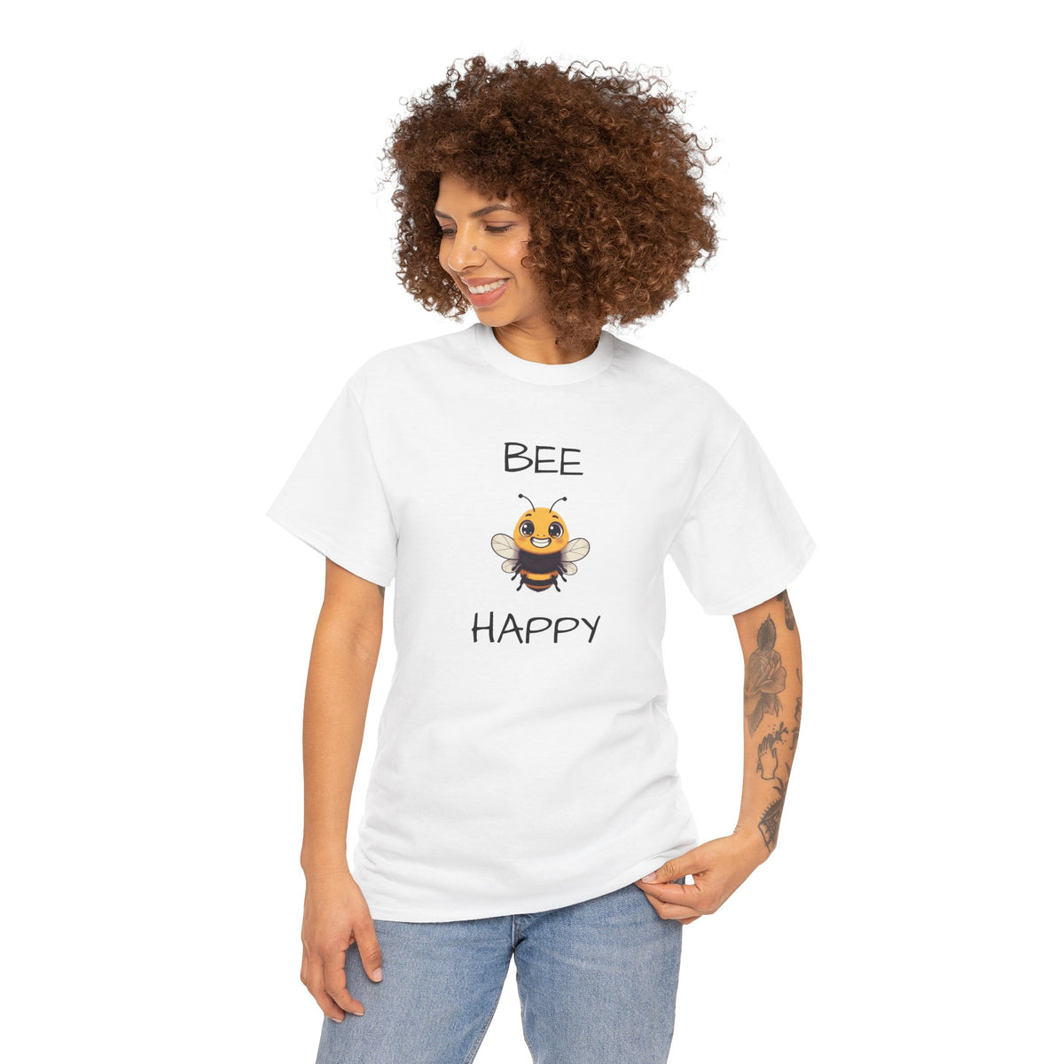 Bee Happy T‑Shirt — Cute Smiling Bee Graphic Tee