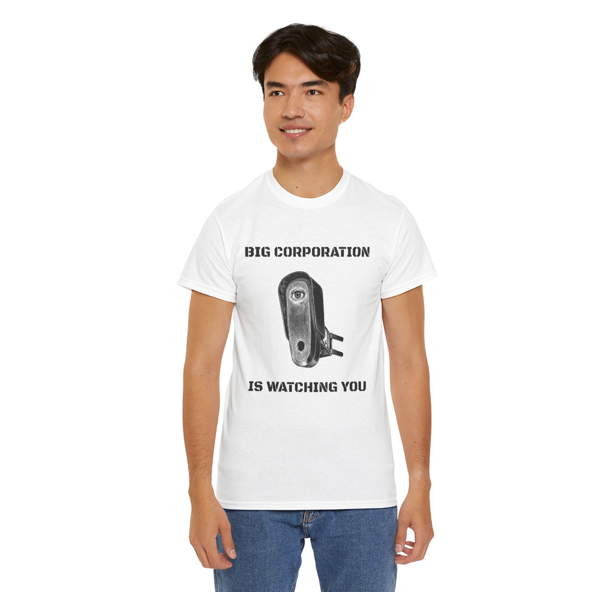 Surveillance Camera Tee — “Big Corporation is Watching You” Graphic T-Shirt