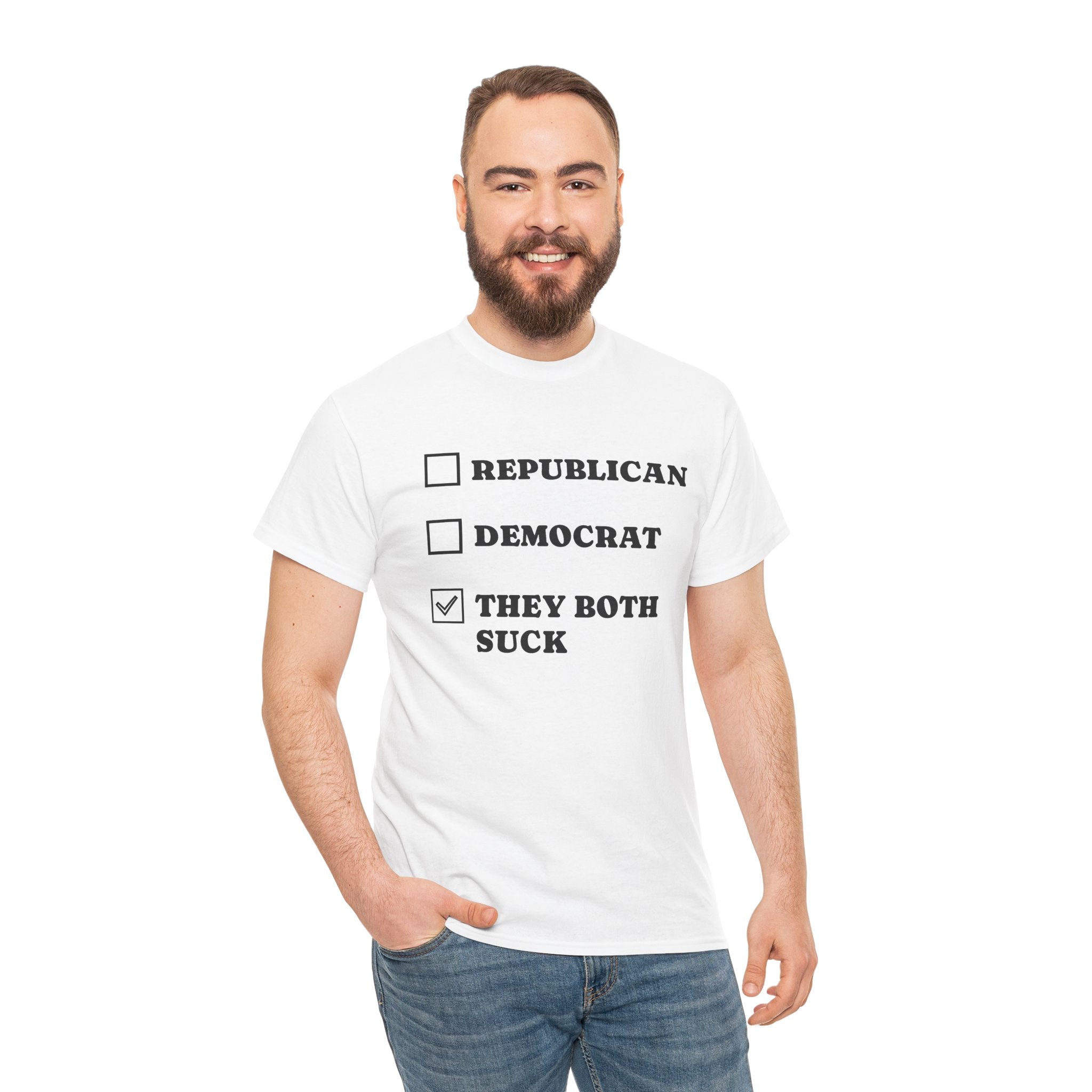They Both Suck T‑Shirt — Political Satire Tee (Republican / Democrat Checkbox Design)