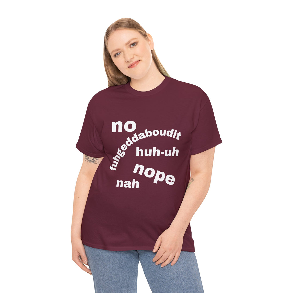 No, Nope, Nah Graphic Tee — Funny Text Rejection Shirt