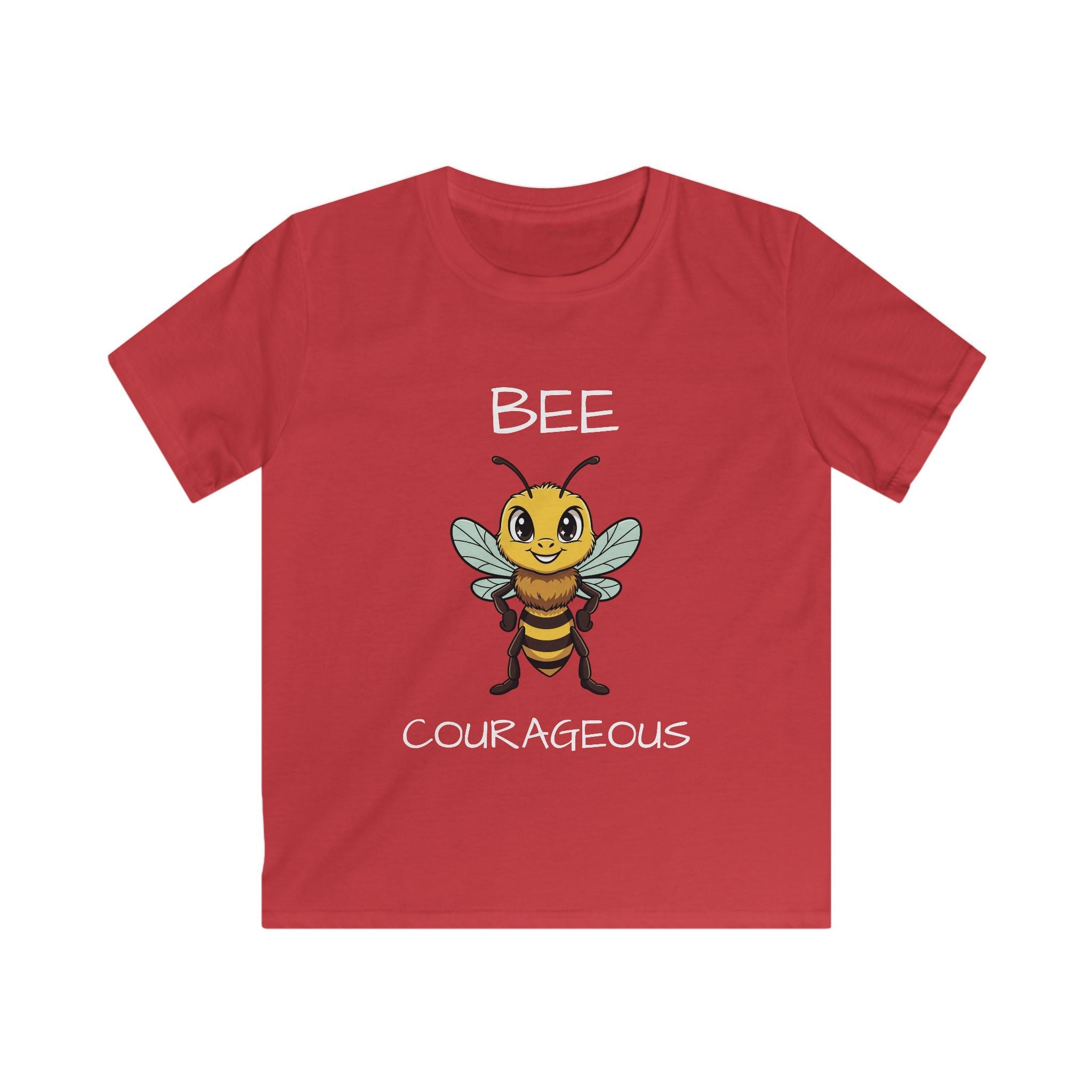 Kids Tee — "Bee Courageous" Cute Cartoon Bee Motivational Shirt