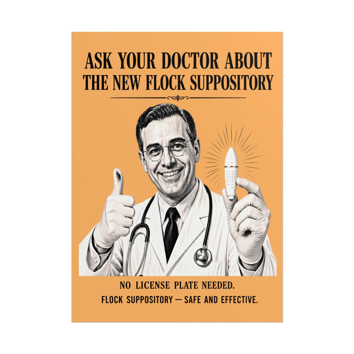 Rolled Poster — "Ask Your Doctor About The New Flock Suppository" Vintage Medical Humor Print