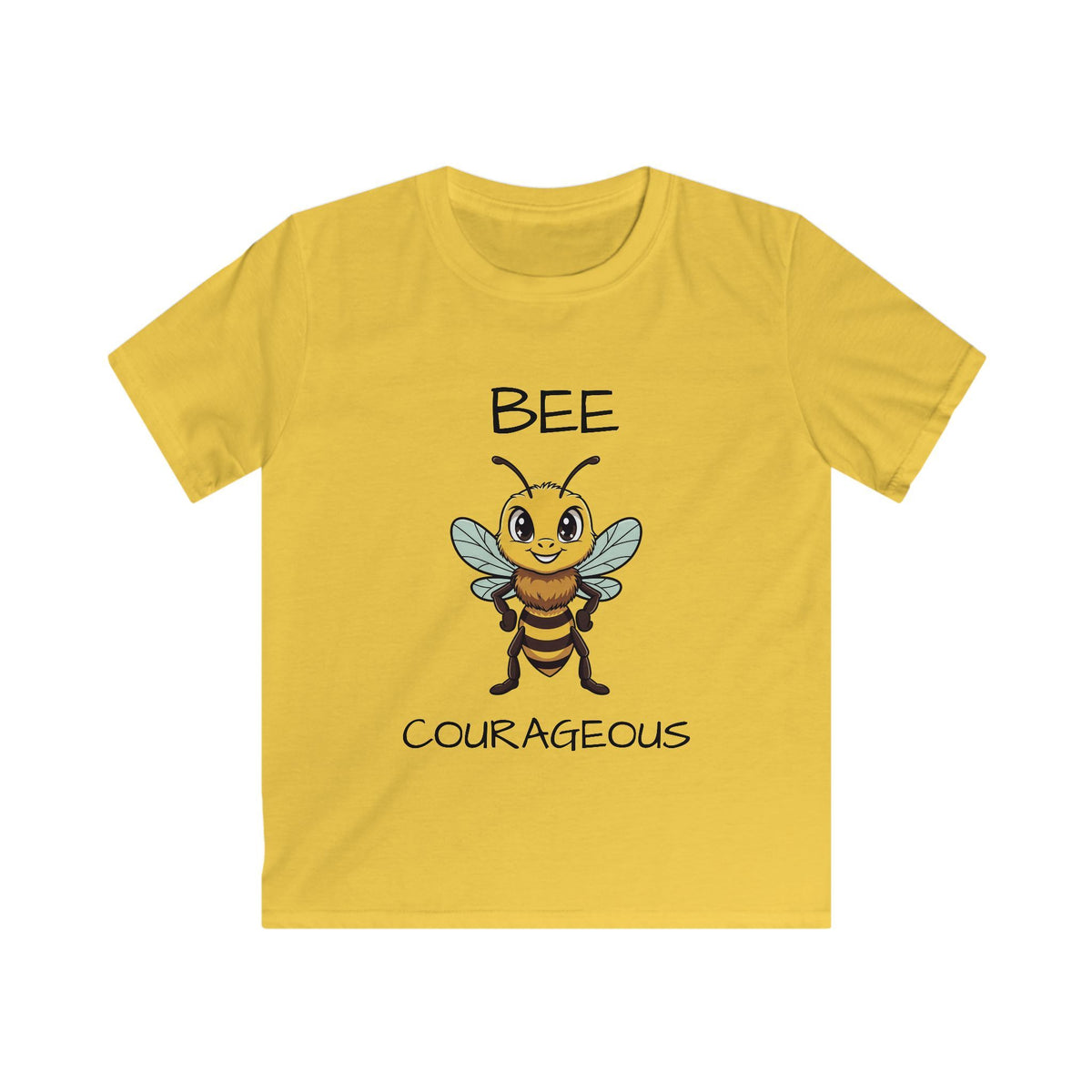 Kids Tee — "Bee Courageous" Cute Cartoon Bee Motivational Shirt