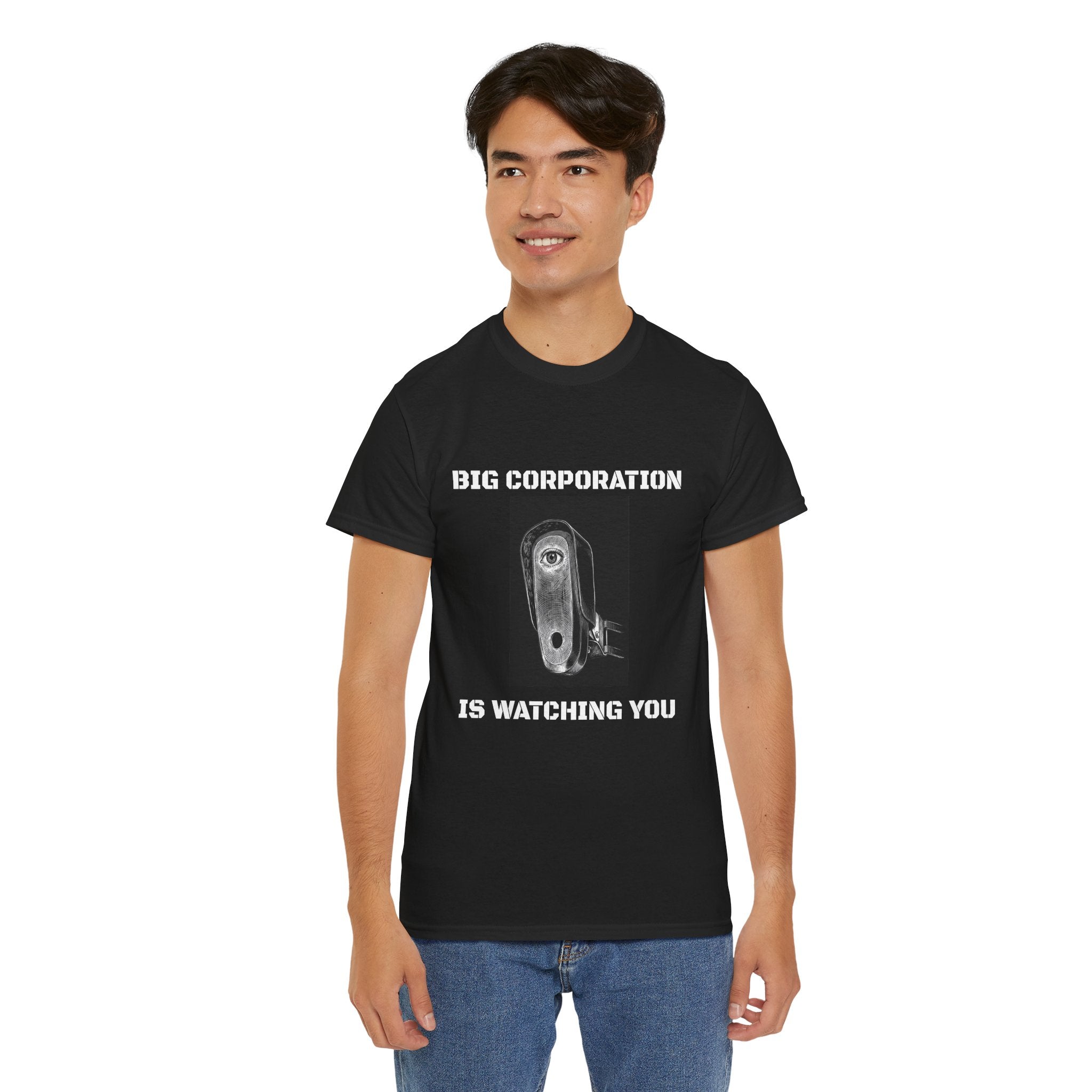Surveillance Camera Tee — “Big Corporation is Watching You” Graphic T-Shirt