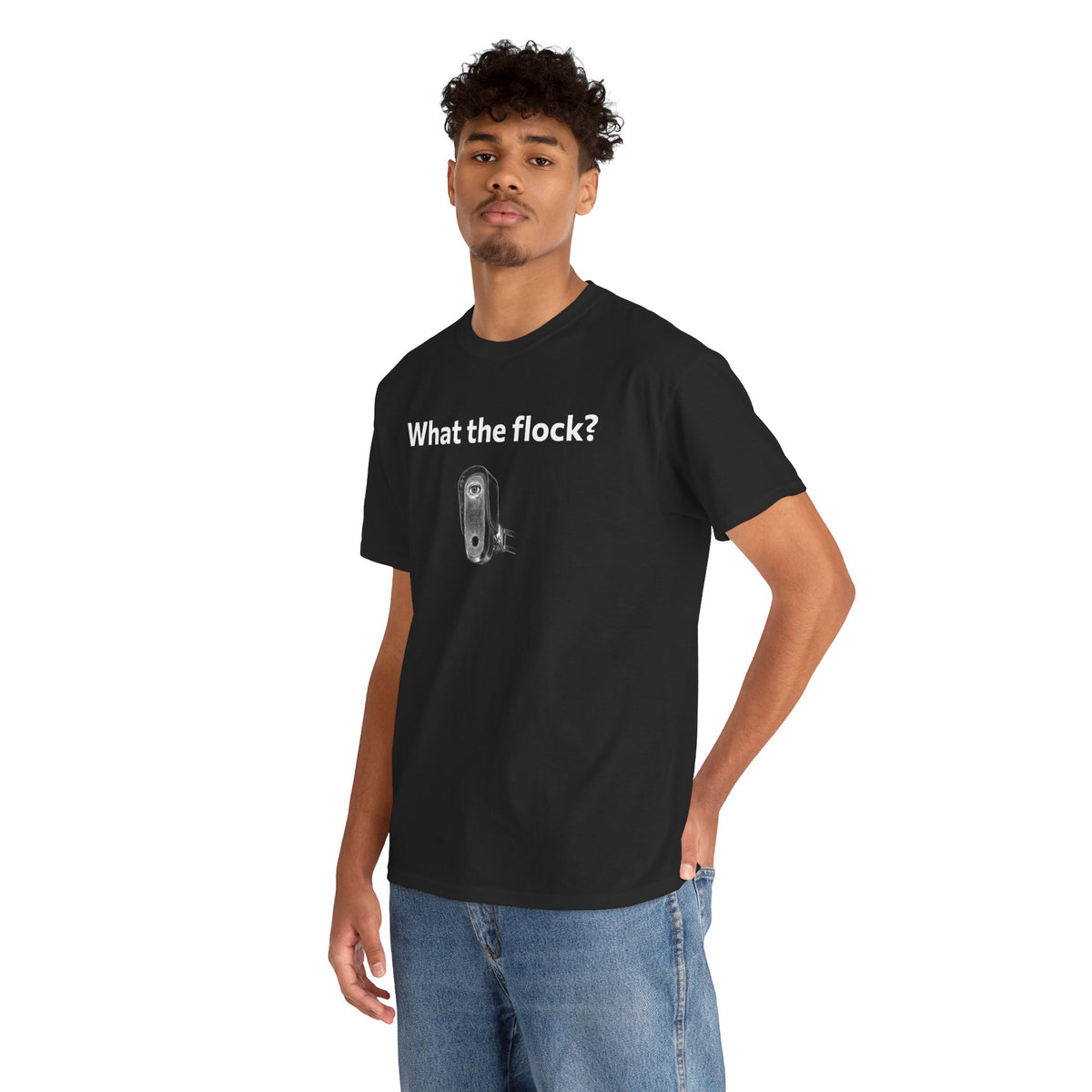 T-Shirt — What the flock? Funny Sheep/Shears Graphic Tee