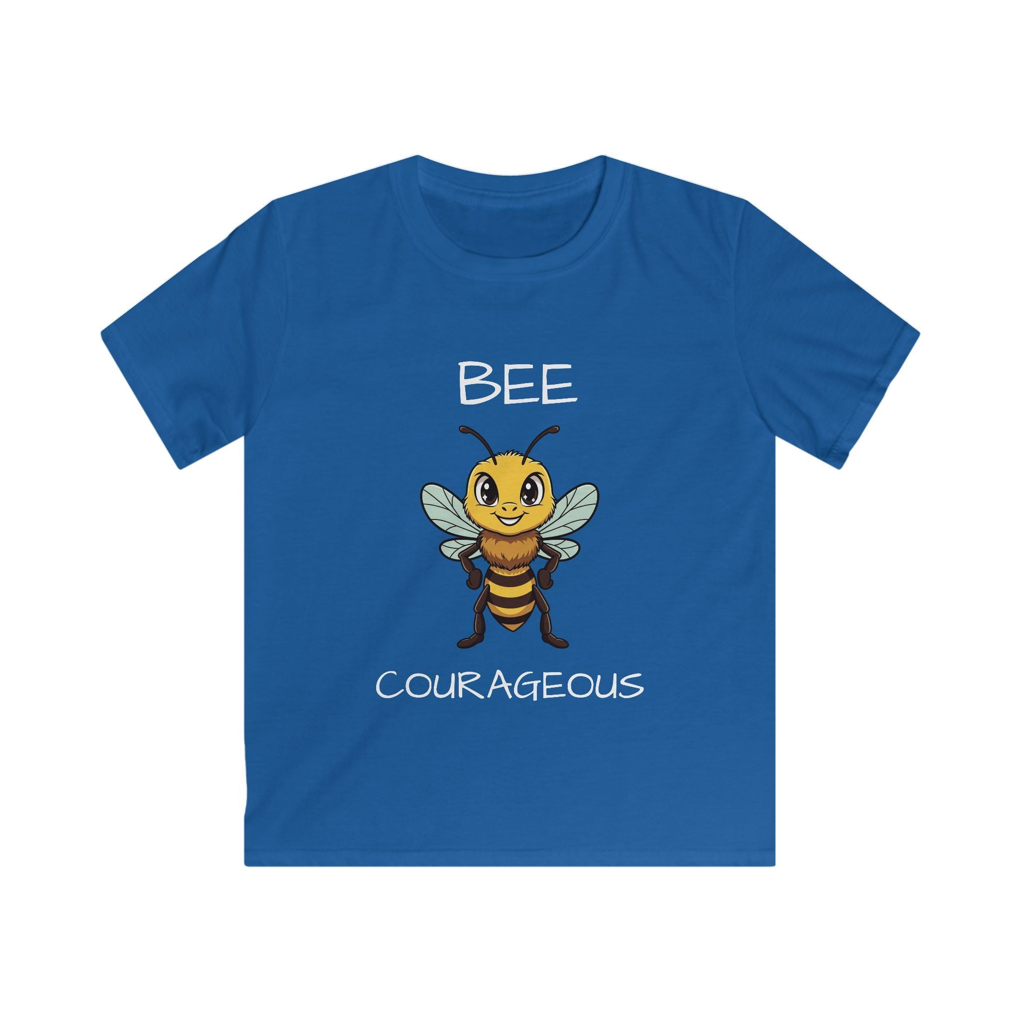 Kids Tee — "Bee Courageous" Cute Cartoon Bee Motivational Shirt
