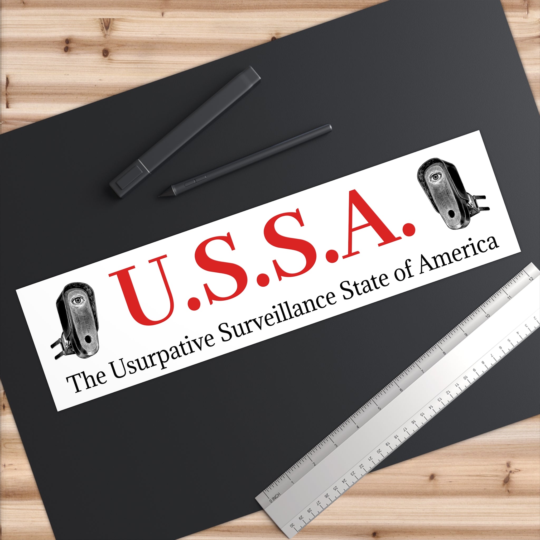 Bumper Sticker — U.S.S.A. "The Usurpative Surveillance State of America" Political Protest Sticker