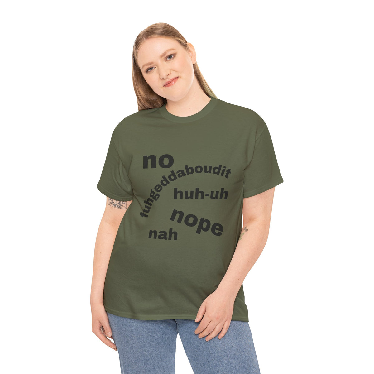 No, Nope, Nah Graphic Tee — Funny Text Rejection Shirt