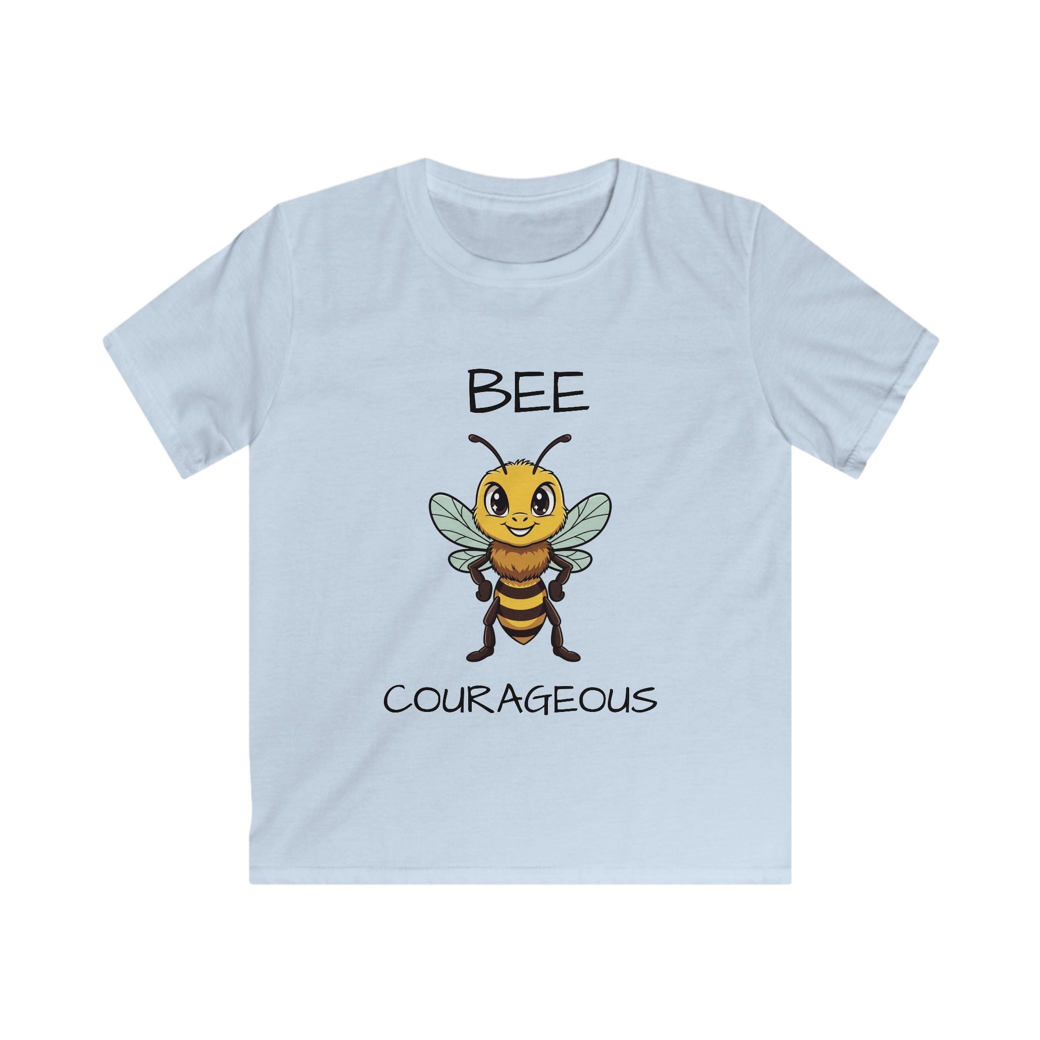 Kids Tee — "Bee Courageous" Cute Cartoon Bee Motivational Shirt