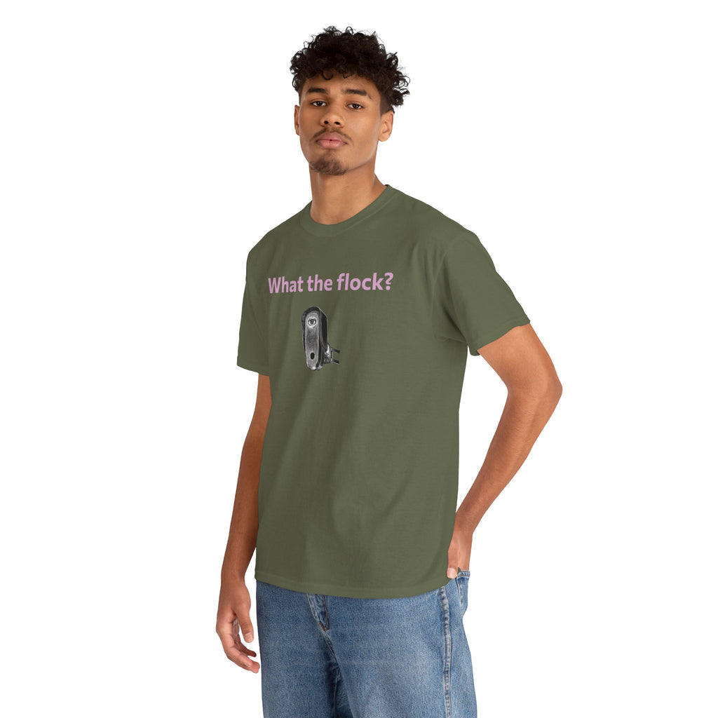T-Shirt — What the flock? Funny Sheep/Shears Graphic Tee