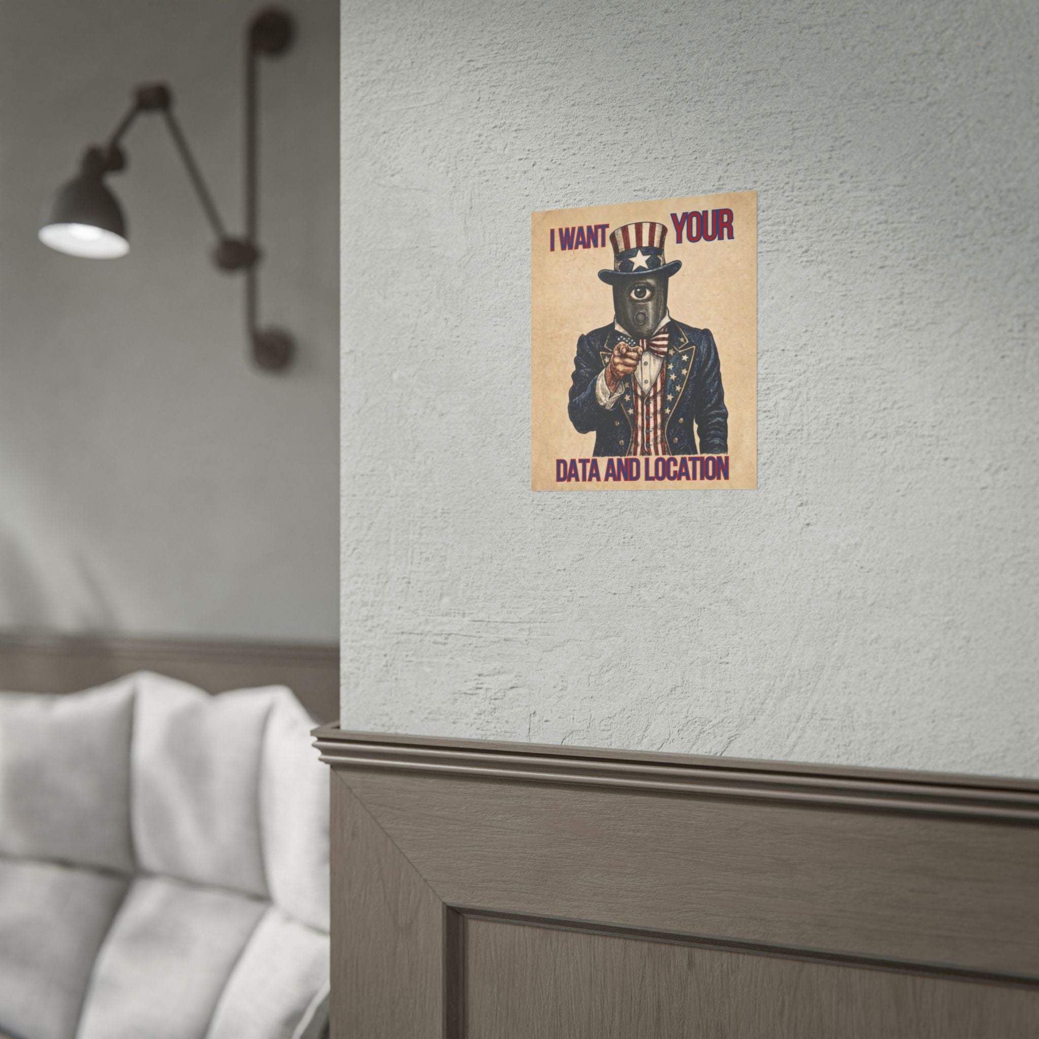 I Want Your Data and Location Rolled Poster — Vintage Uncle Surveillance Art Print