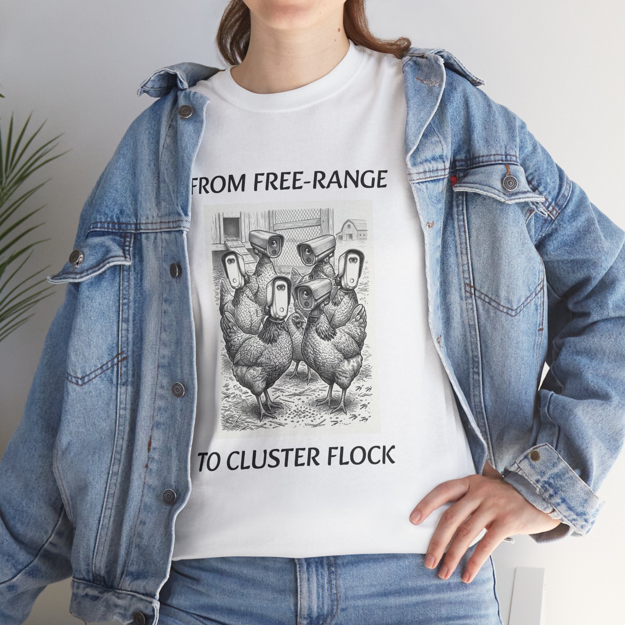 Chicken Humor T-Shirt - "From Free-Range to Cluster Flock" Vintage Farm Graphic Tee